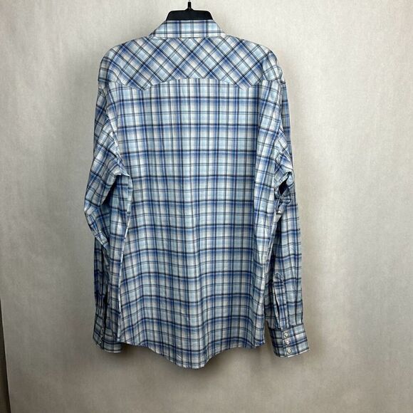 Wrangler Retro Snap Button Front Shirt Mens Sz XL Western White Blue Plaid - Picture 6 of 8